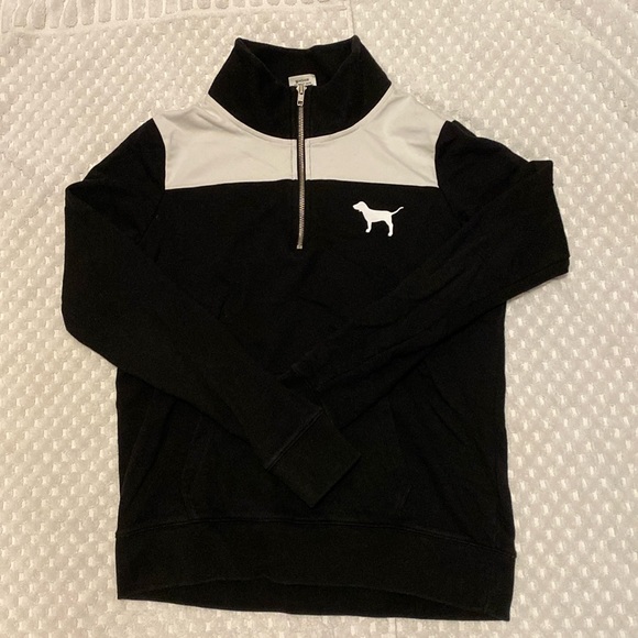 Black and white victorias secret PINK half zip sweater - Picture 1 of 3